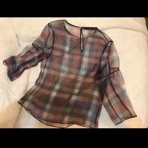 ZARA Transparent/see through plaid top
